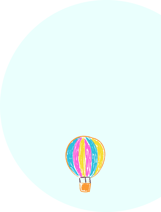Colorful hot air balloon on light background.